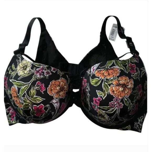 Torrid NWT 40DDD XO Plunge Push-Up Bra Sketchy garden floral rich black - Picture 1 of 2